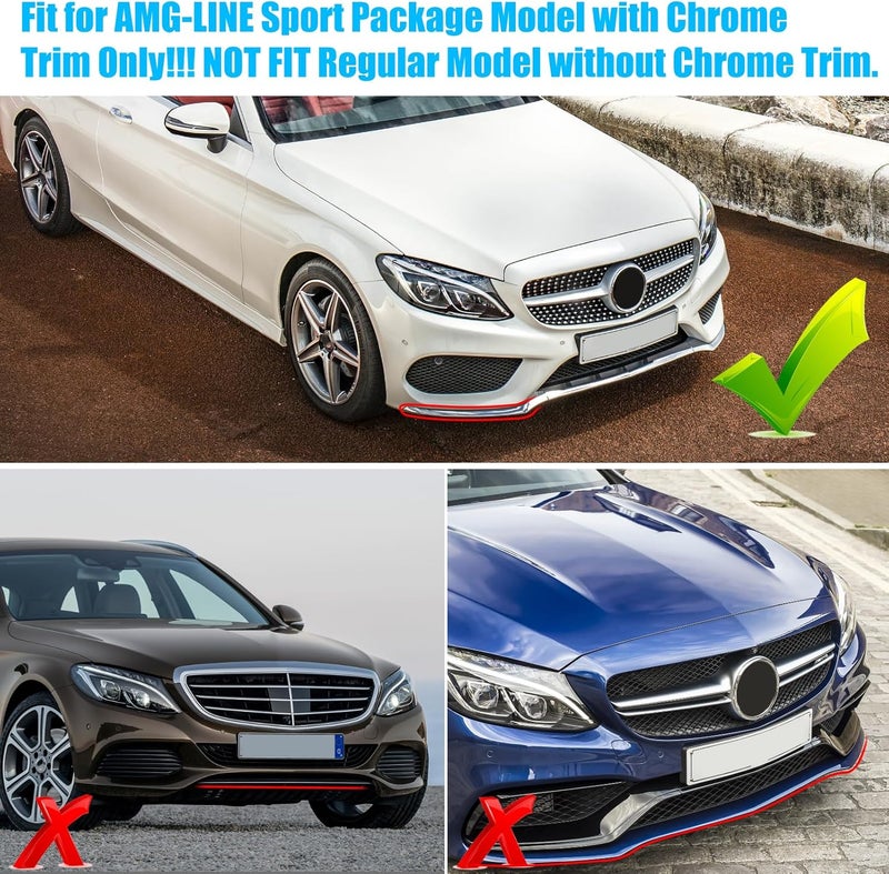 Jaronx Compatible with Mercedes-Benz W205 Front Bumper Trim Molding 2015-2018, Right Front Bumper Lower Chrome Trim Replacement A2058851474 for Mercedes W205 C300 C400 C350 C63 AMG-LINE Sport Model - Image 2